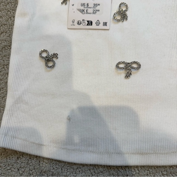 NWT Zara Jewel Ribbed Top - Picture 3 of 7